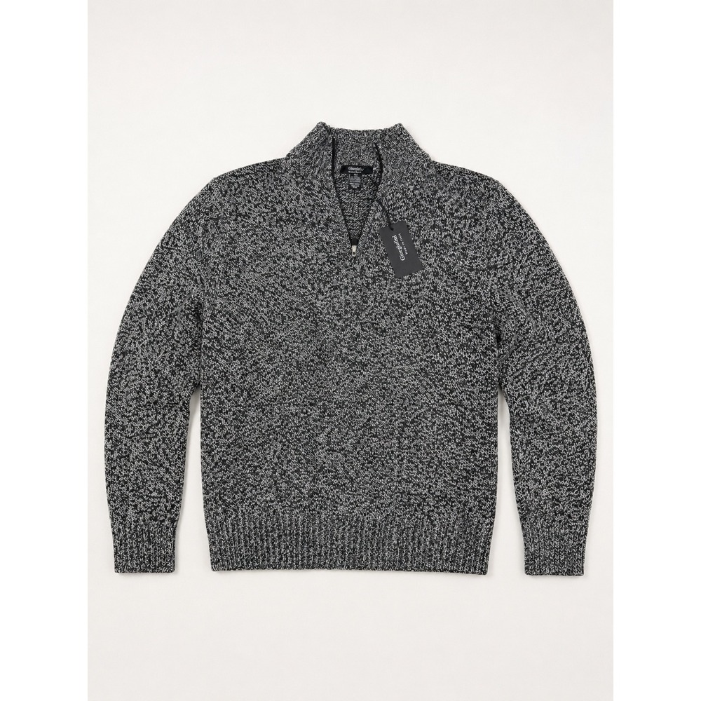 Giorgiolini Mens Wool Cashmere Blend Quarter Zip Sweater Grey Made in Italy L